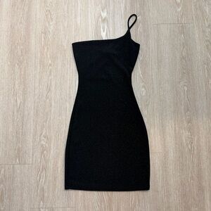 Windsor Sparkly Glitter Black One-Shoulder Dress